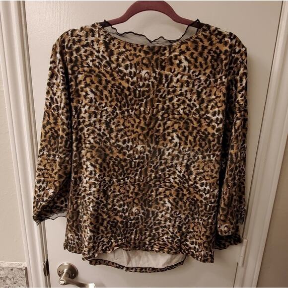 CATO LEOPARD animal print faux wrap shirt plus size 22/24 - Picture 2 of 5